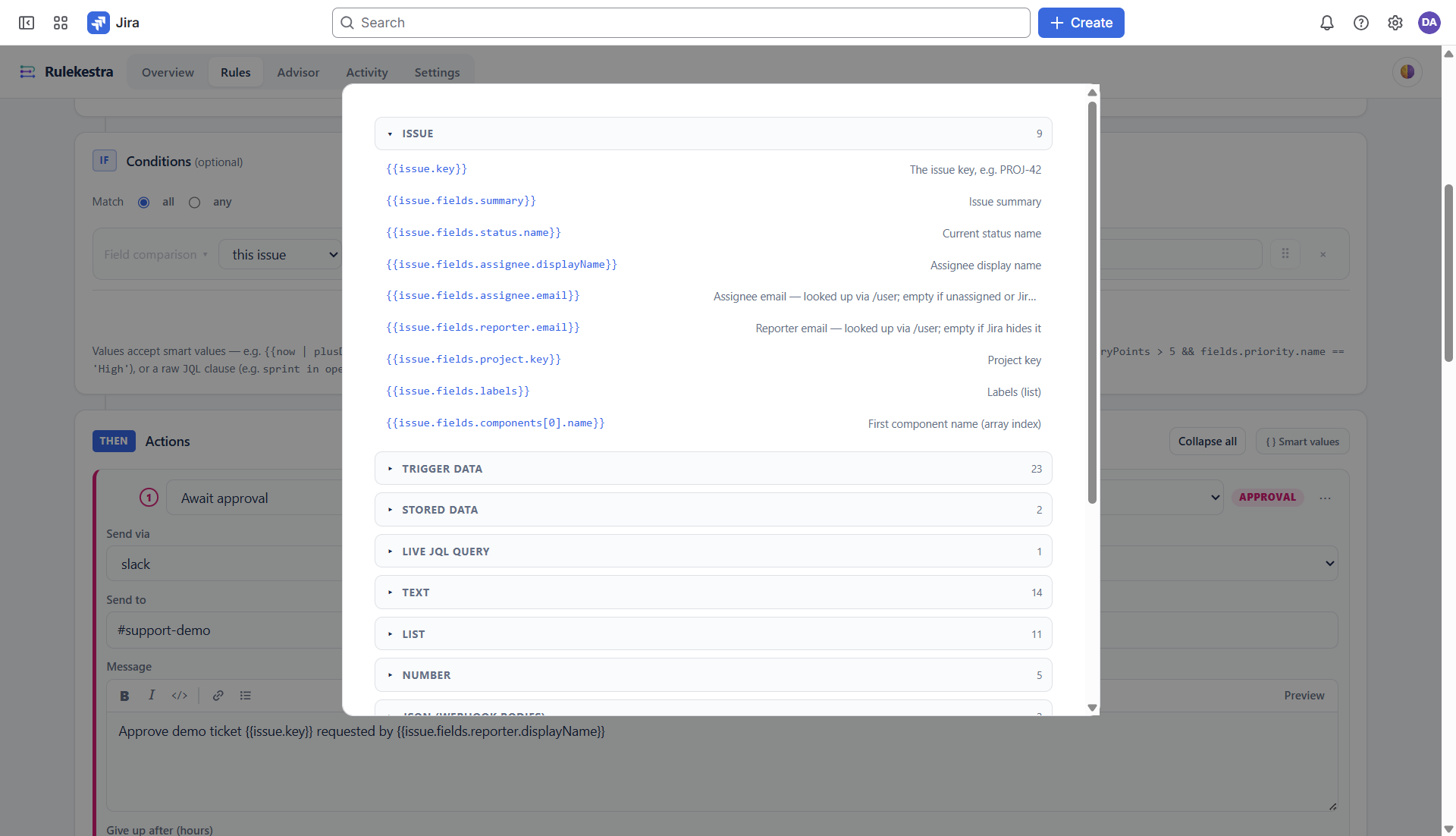 The Rulekestra smart values browser